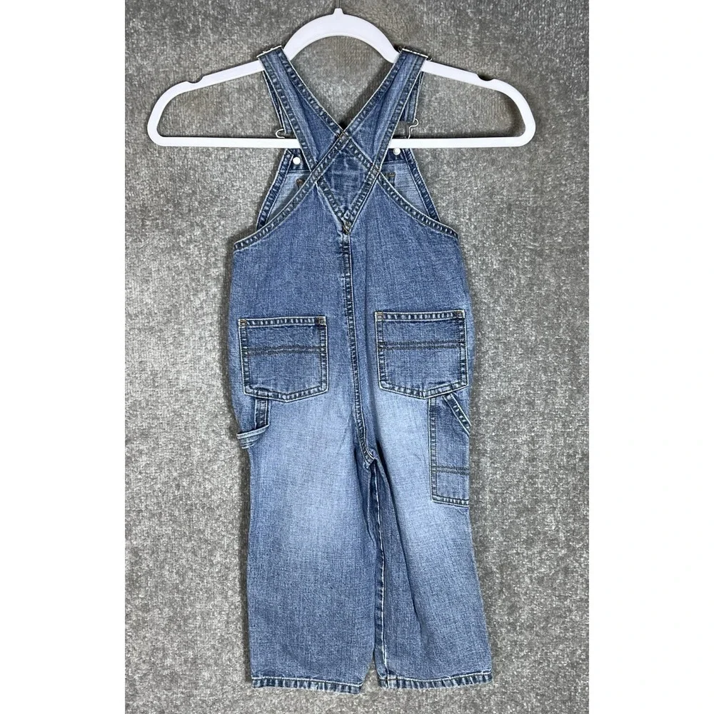 Old Navy Baby Denim Carpenter Bib Overalls Boys Size 3T Blue Cotton Pockets Y2K